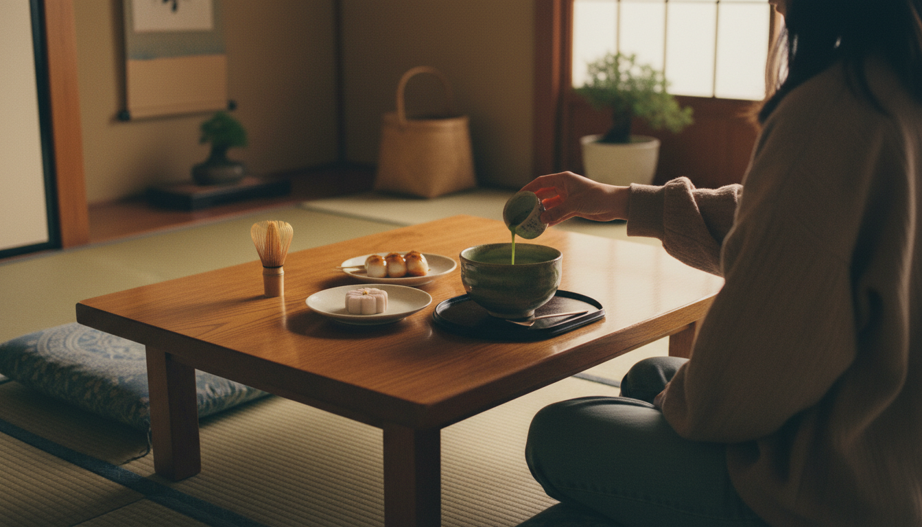 抹茶と和菓子のセットの写真(イメージ画像)